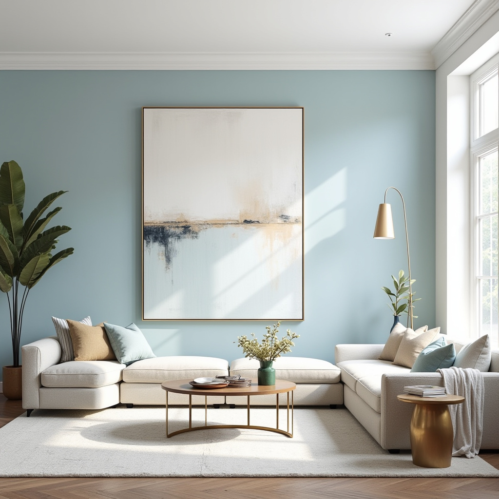 light blue accent wall living room 36