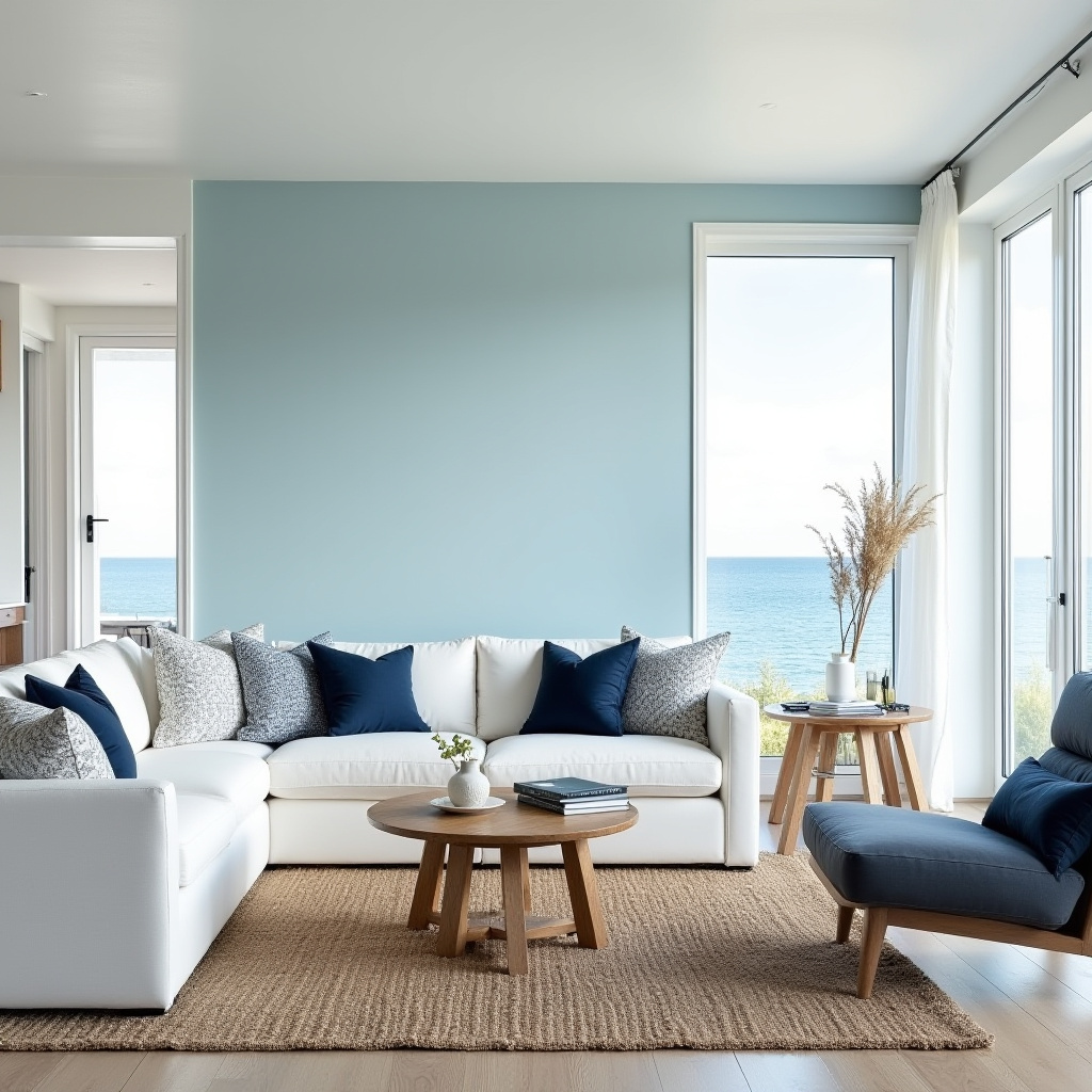 light blue accent wall living room 38
