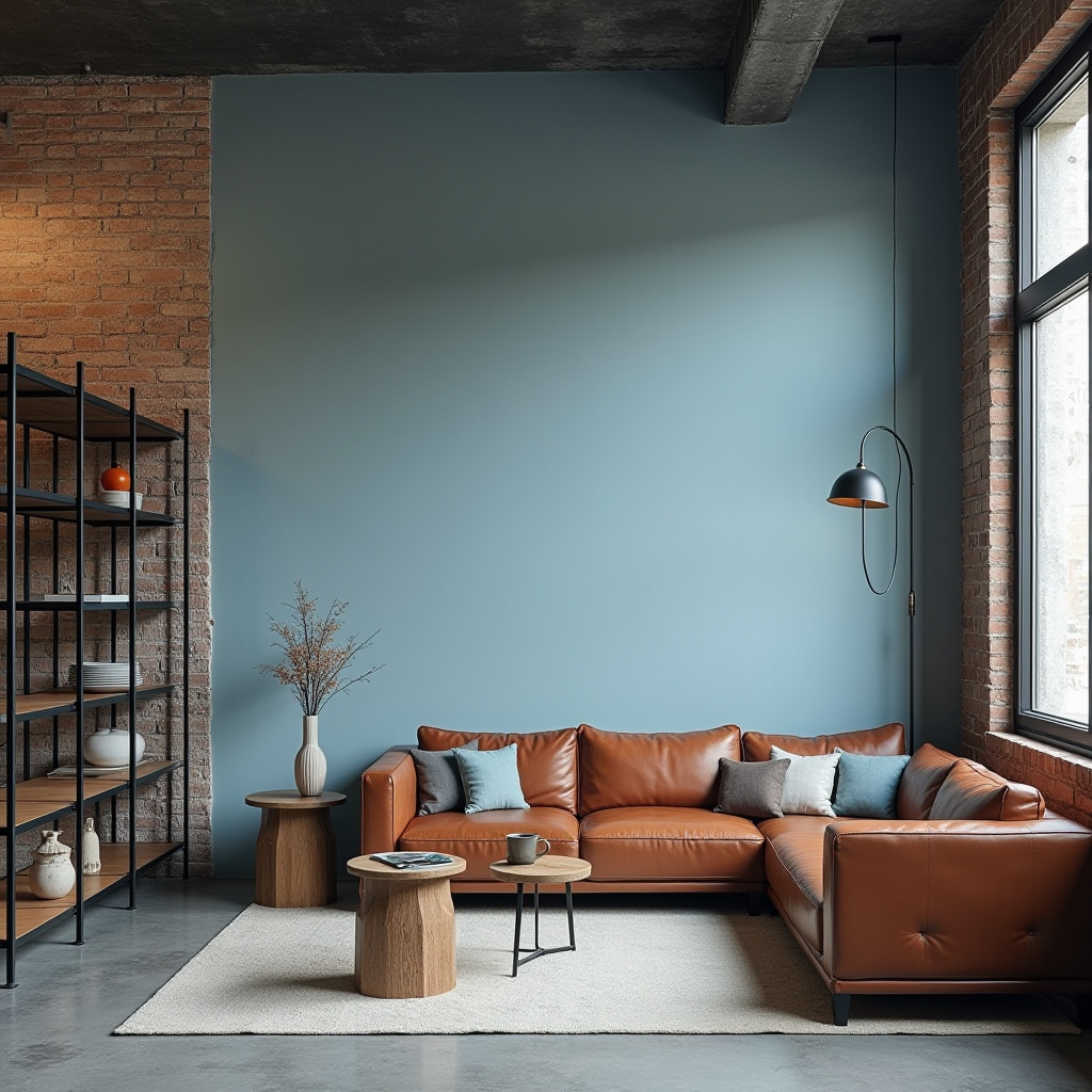 light blue accent wall living room 7