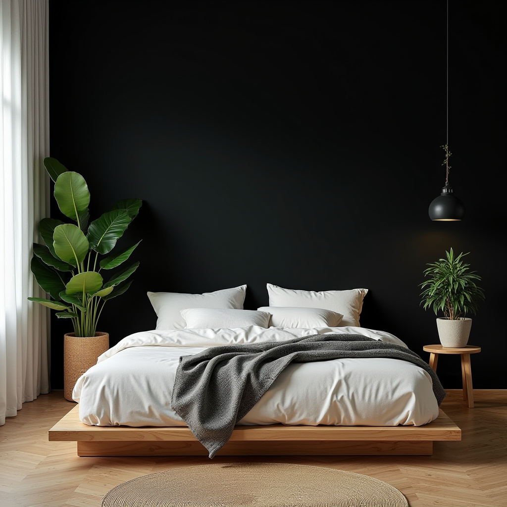 one black wall bedroom 34