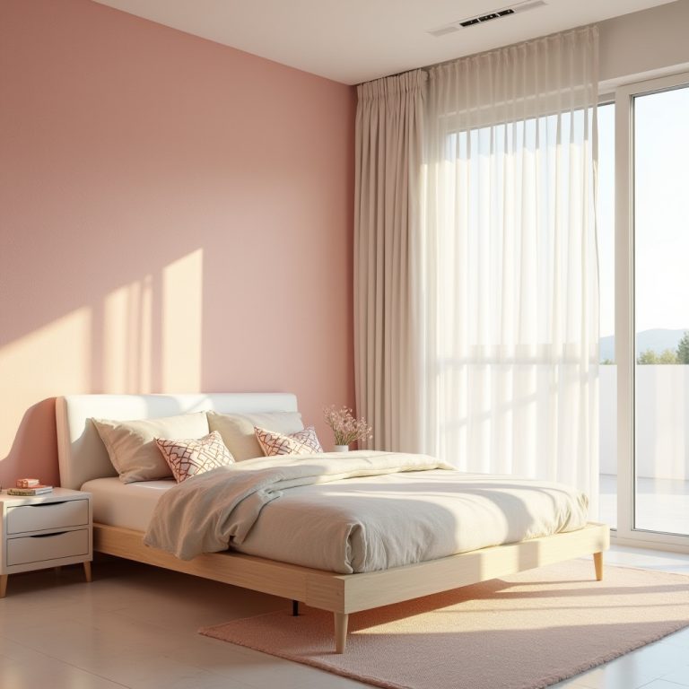 pink accent wall bedroom 1