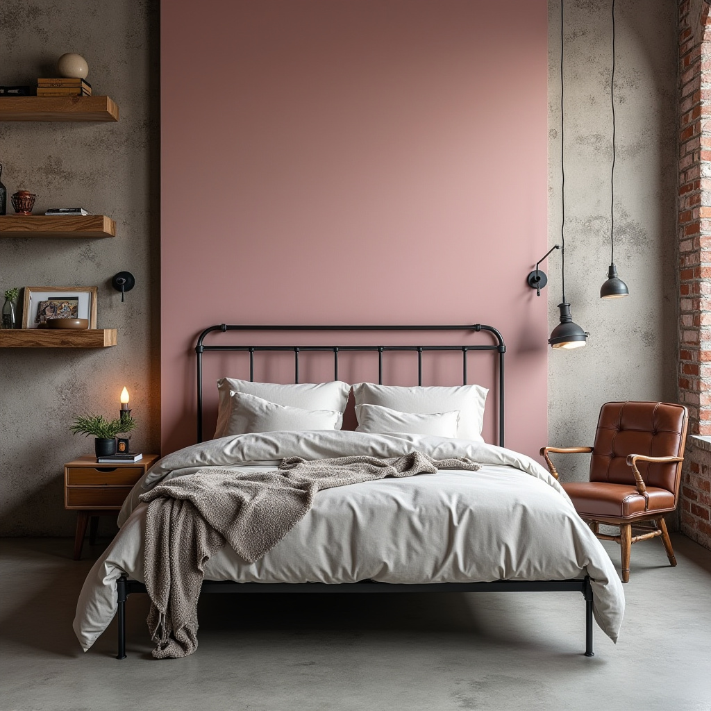 pink accent wall bedroom 12