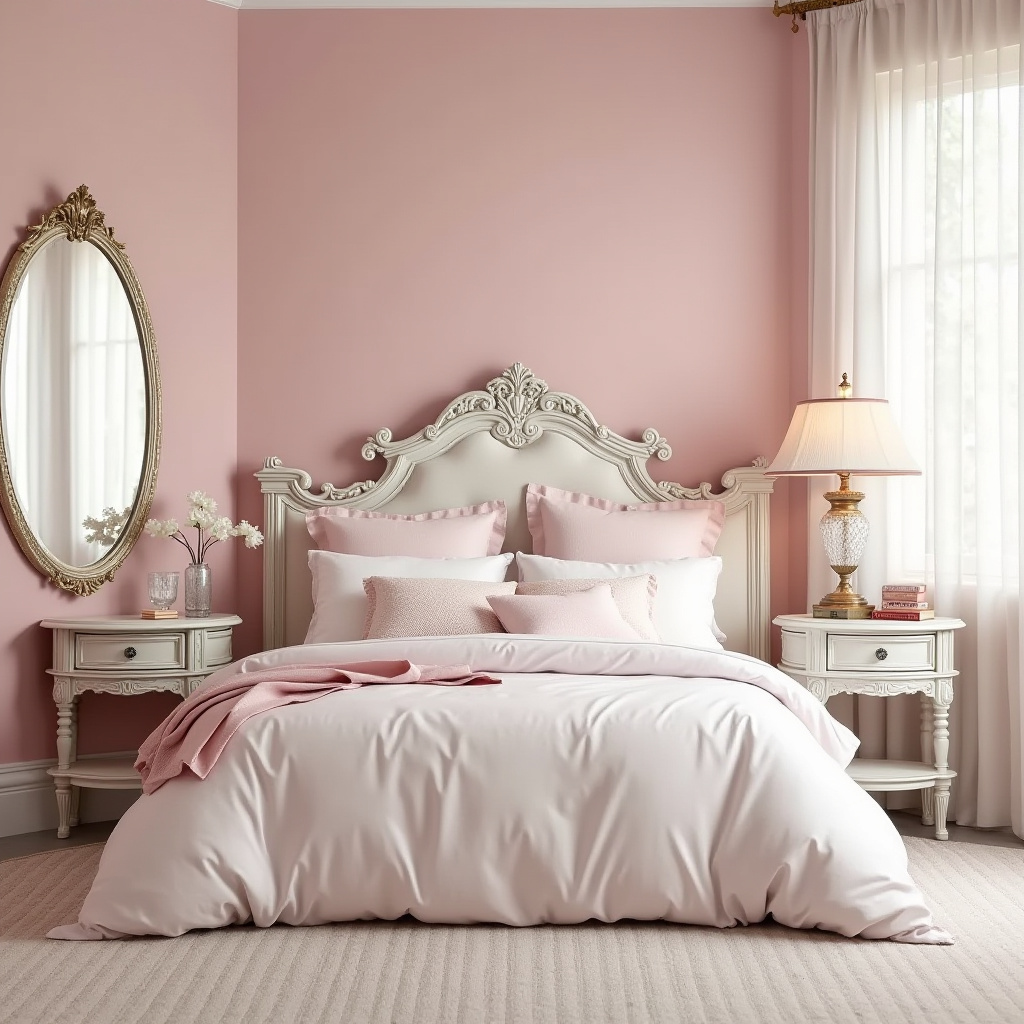 pink accent wall bedroom 13