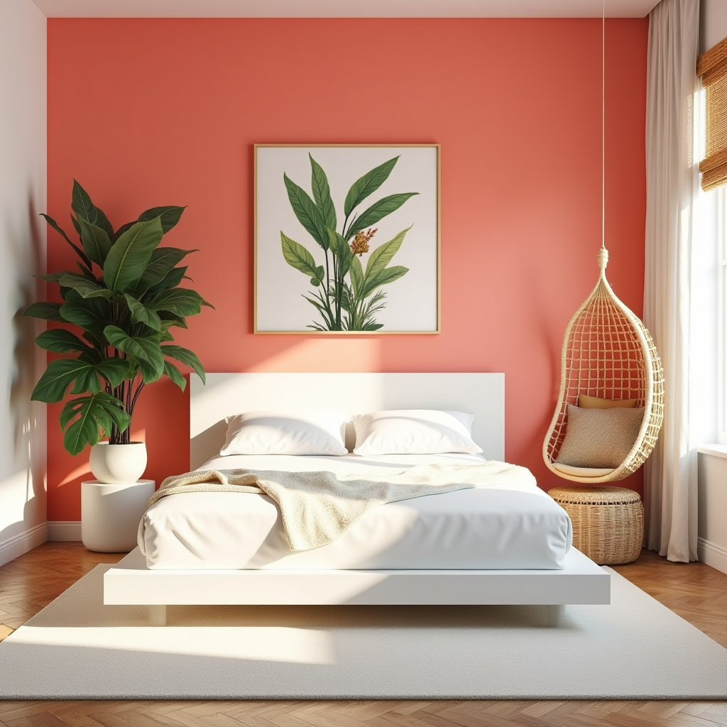 pink accent wall bedroom 18