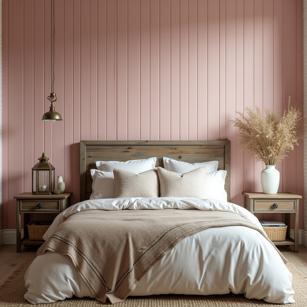 pink accent wall bedroom 19