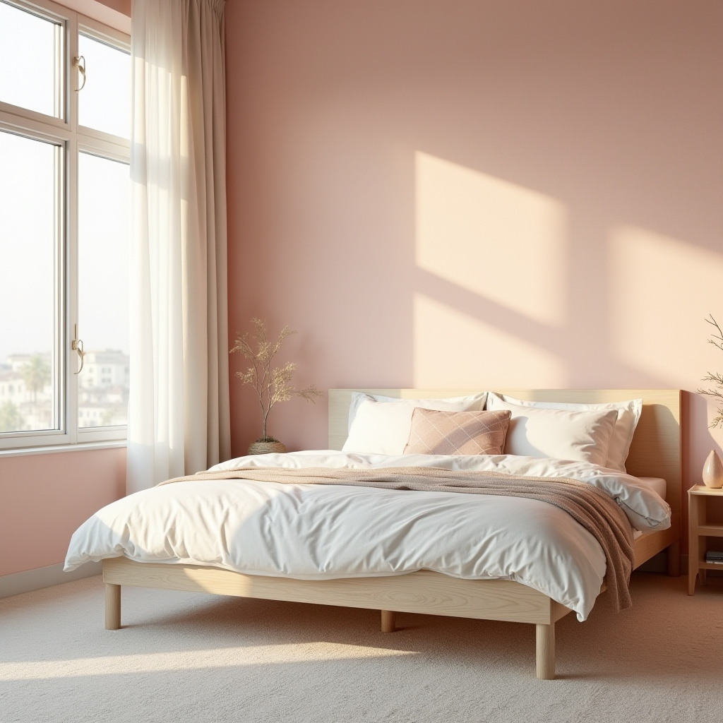 pink accent wall bedroom 2