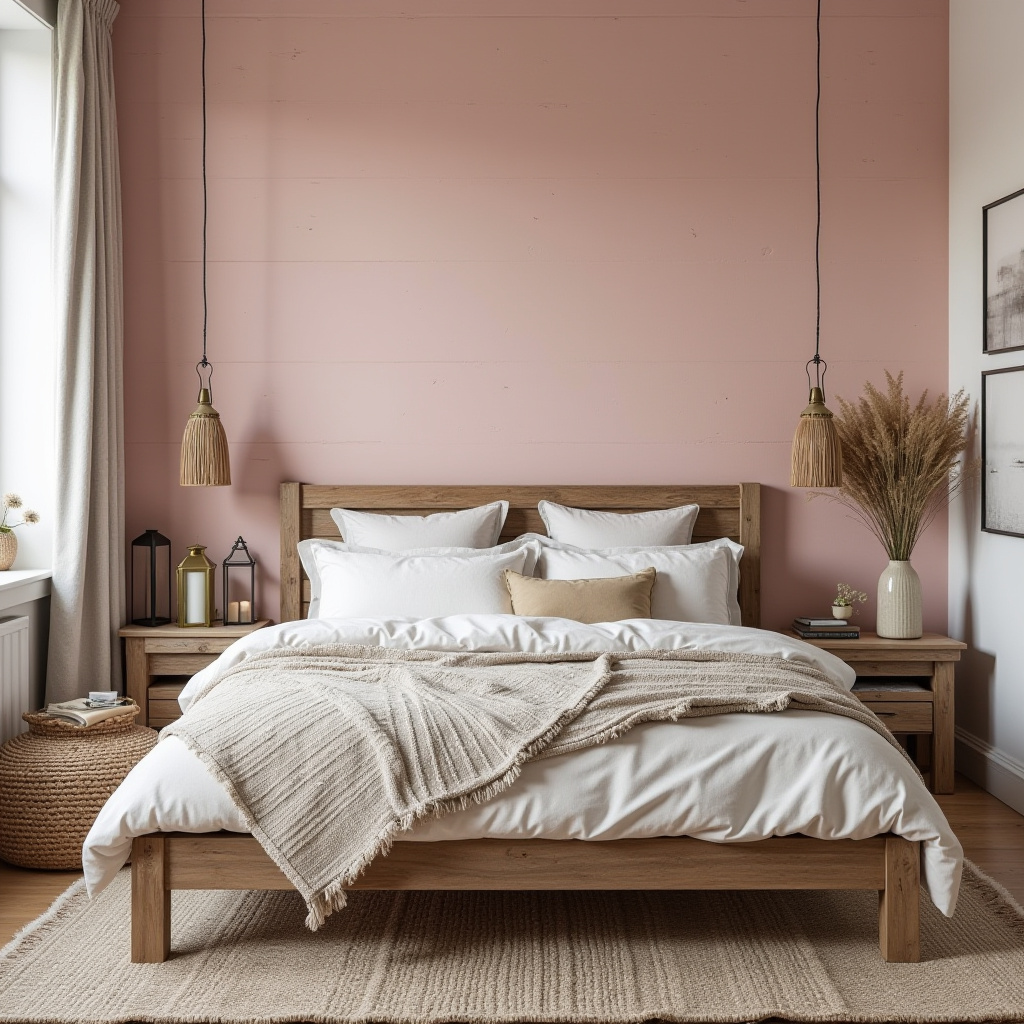 pink accent wall bedroom 20