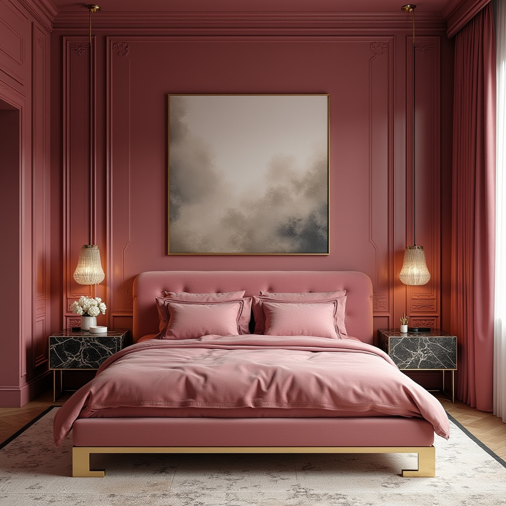 pink accent wall bedroom 21