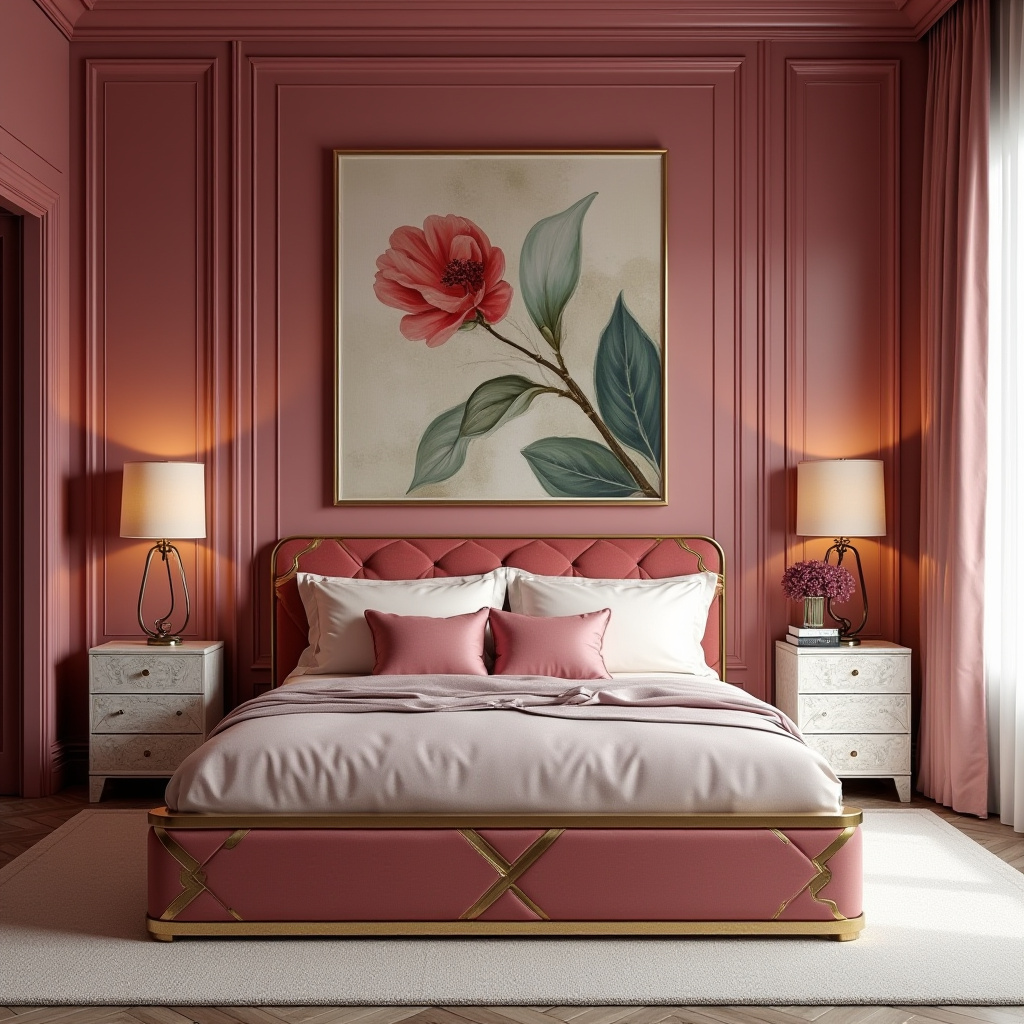 pink accent wall bedroom 22
