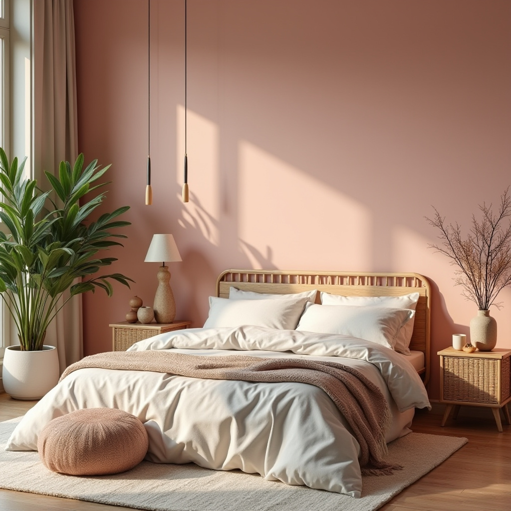 pink accent wall bedroom 24