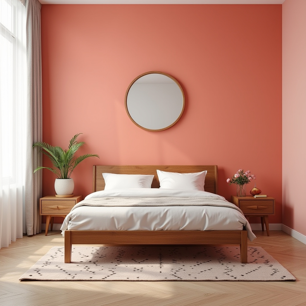 pink accent wall bedroom 27
