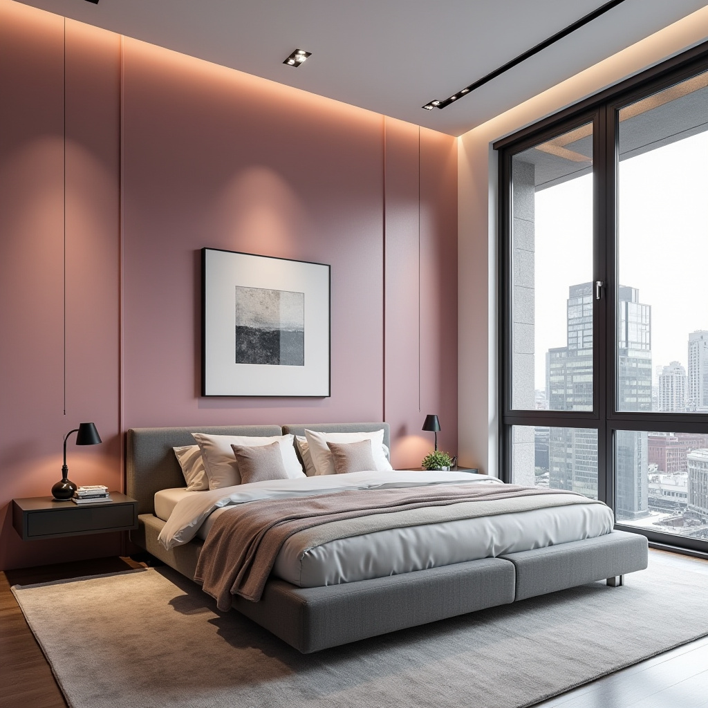 pink accent wall bedroom 29