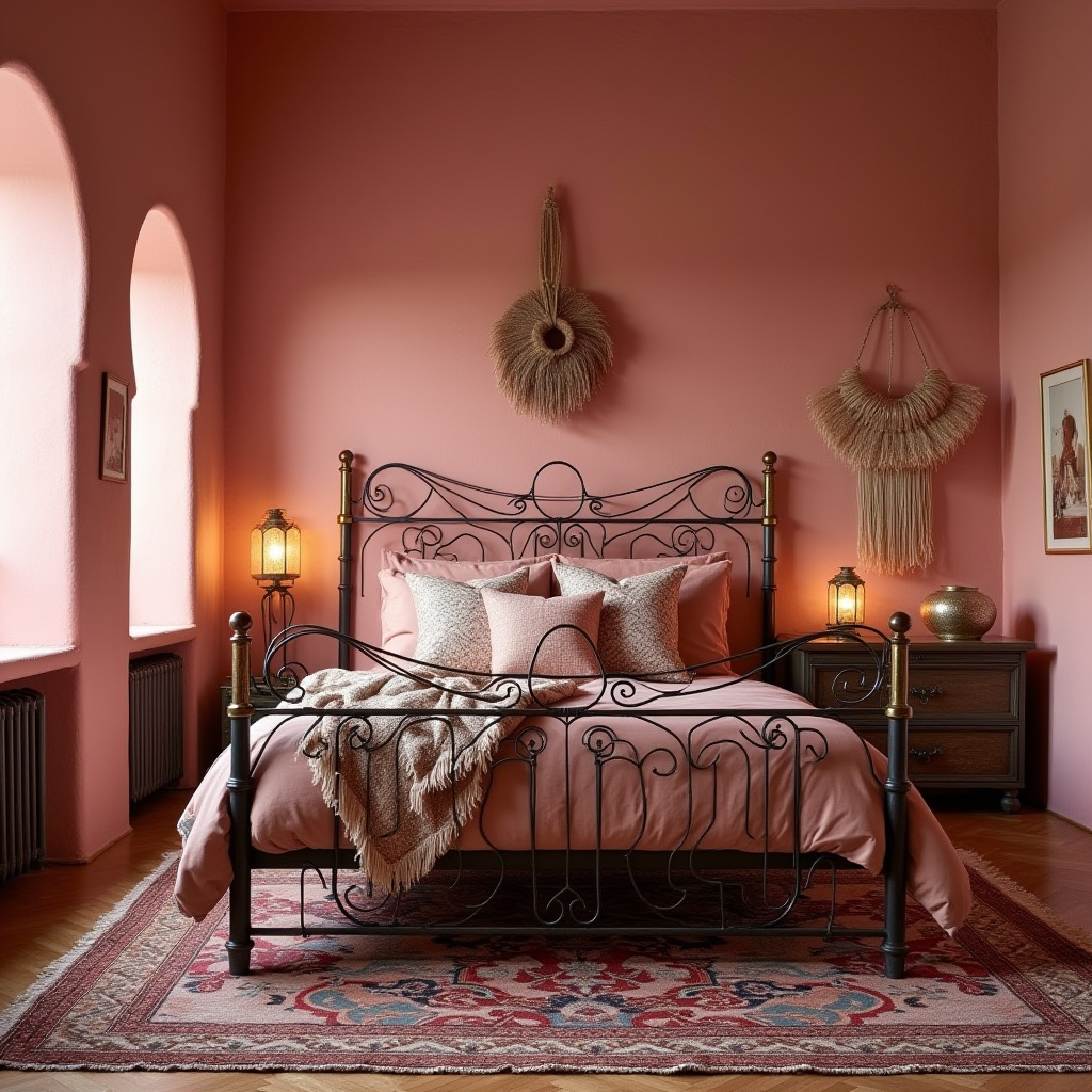 pink accent wall bedroom 31