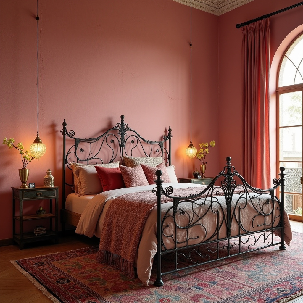 pink accent wall bedroom 32
