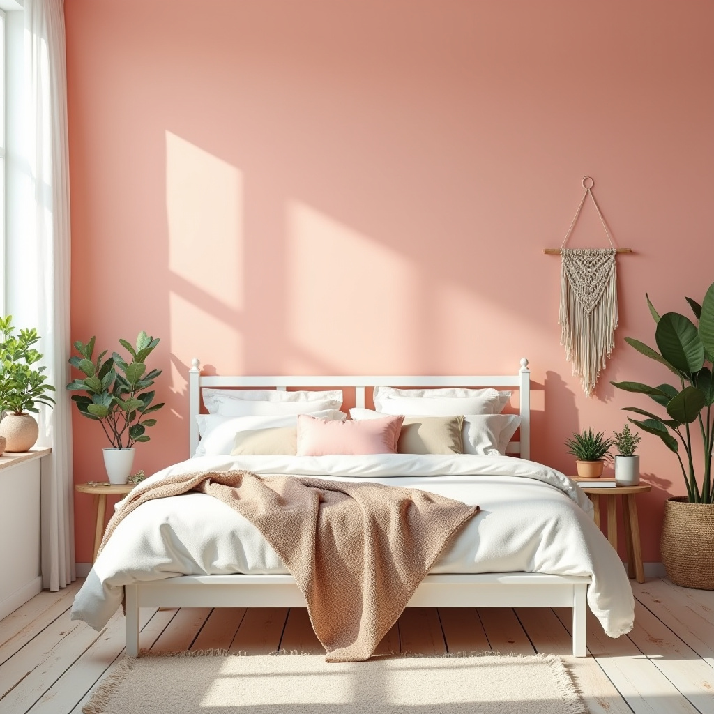 pink accent wall bedroom 36