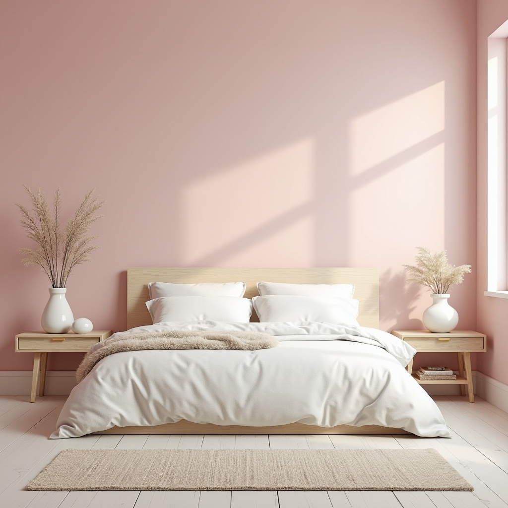 pink accent wall bedroom 37