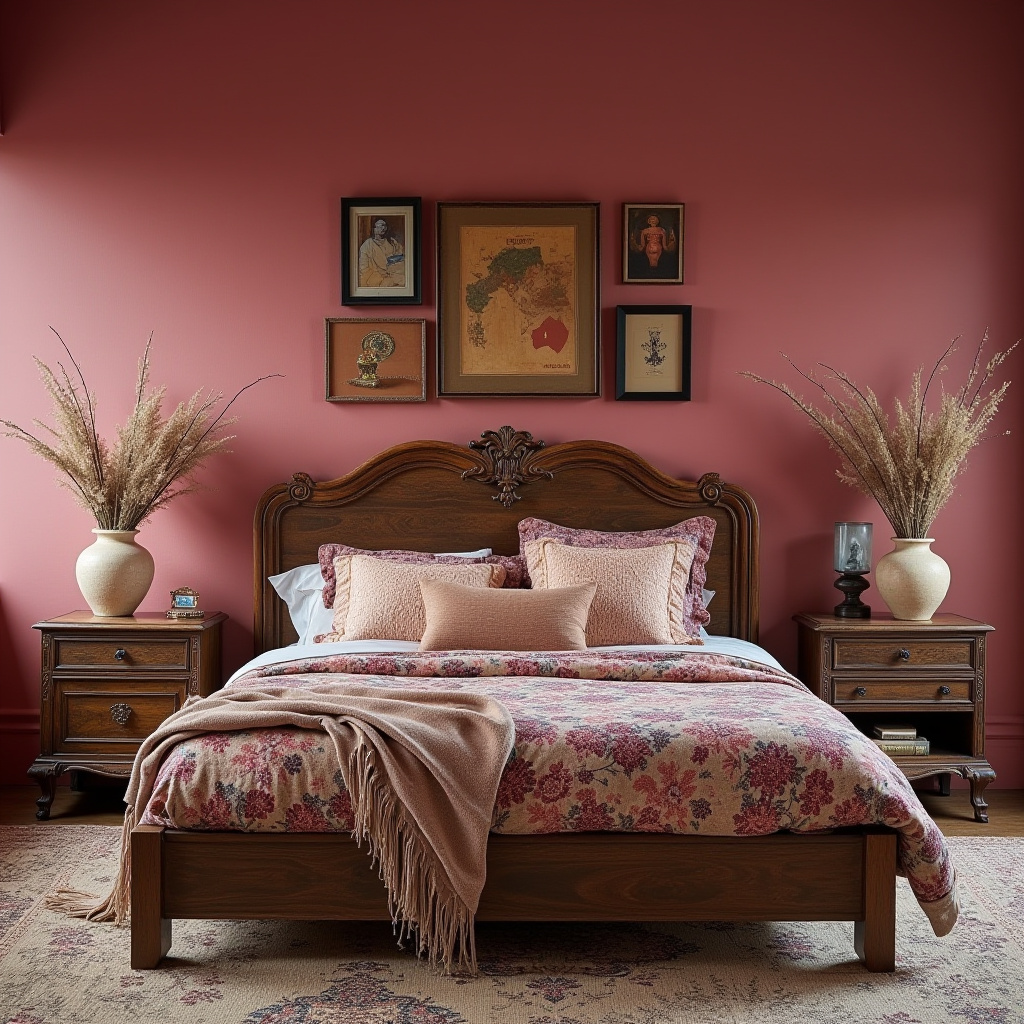 pink accent wall bedroom 39
