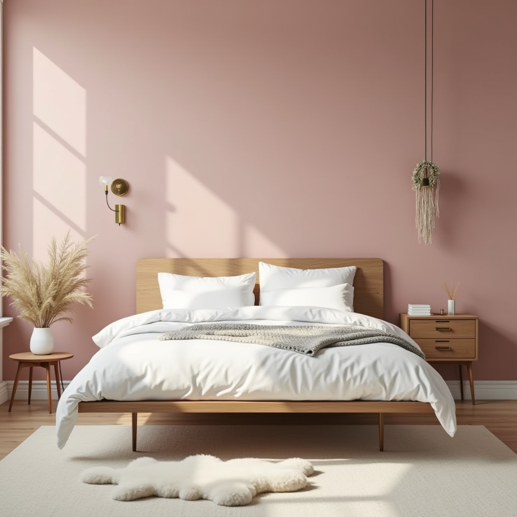 pink accent wall bedroom 4