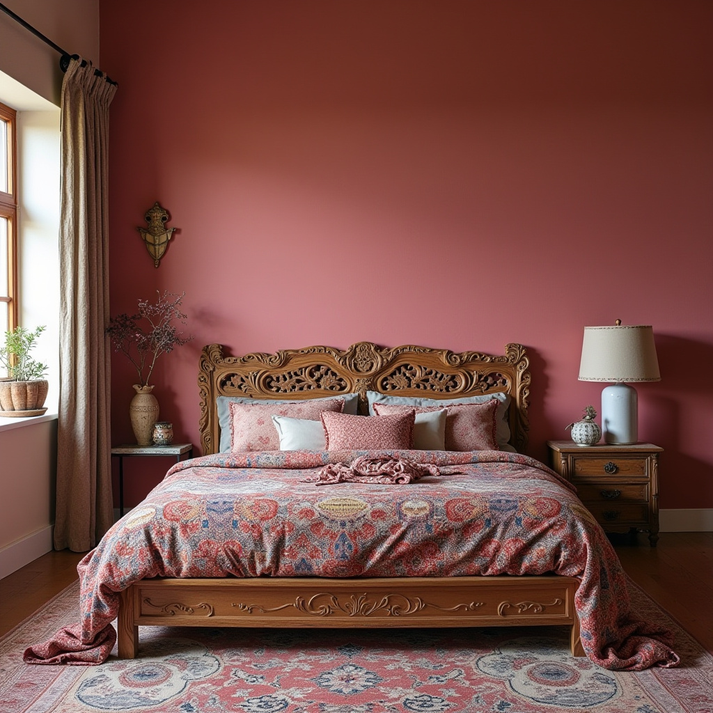 pink accent wall bedroom 40
