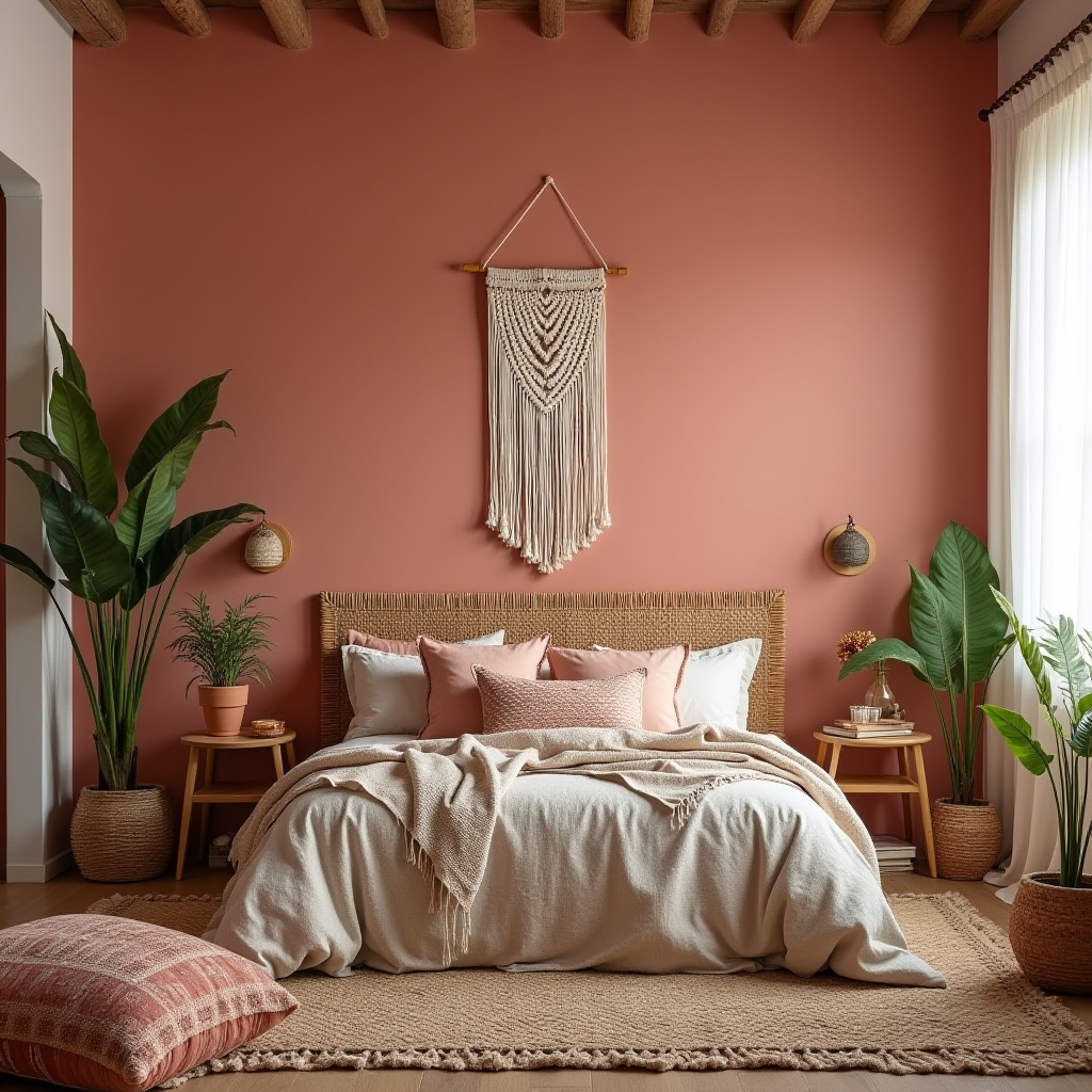 pink accent wall bedroom 6