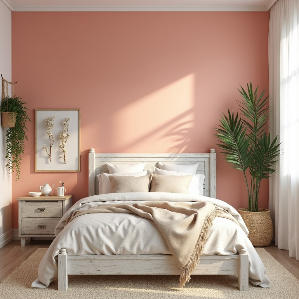 pink accent wall bedroom 9
