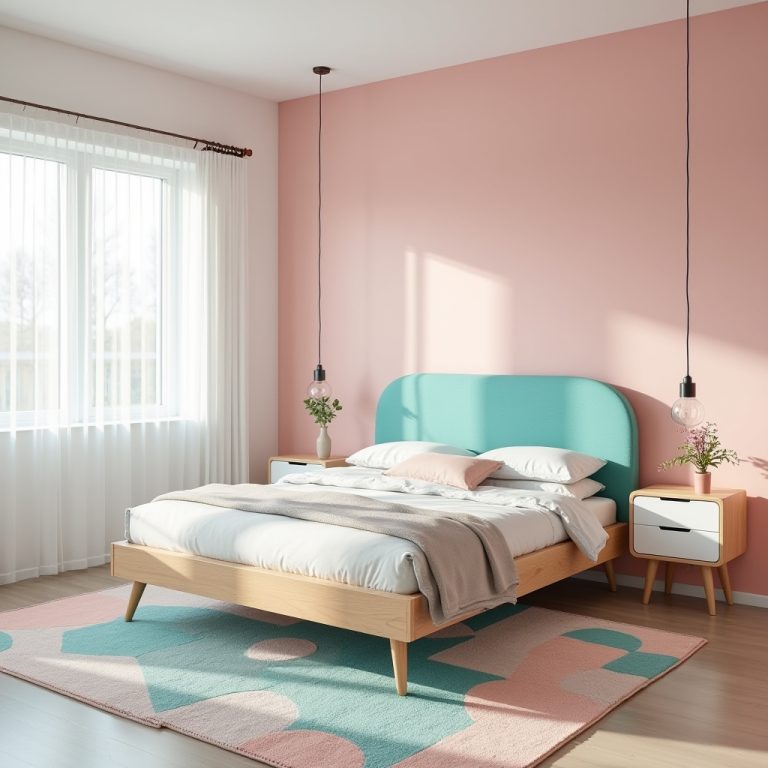 pink and turquoise bedroom 1