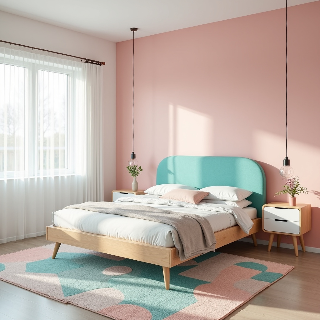 pink and turquoise bedroom 1
