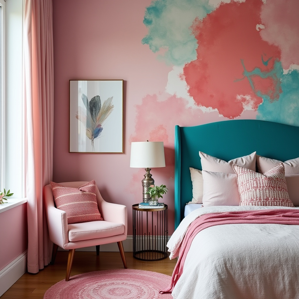 pink and turquoise bedroom 18