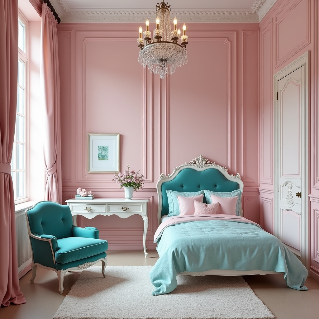 pink and turquoise bedroom 30