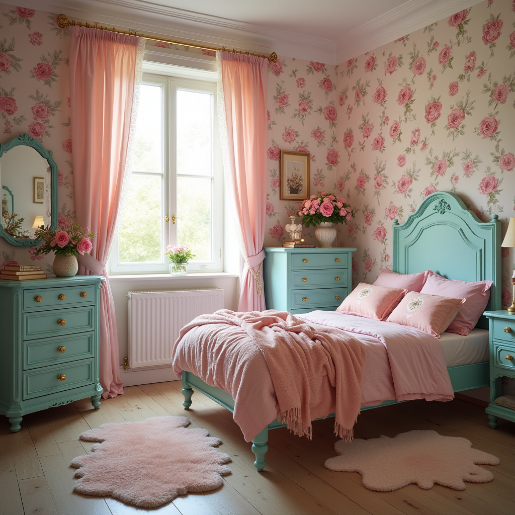 pink and turquoise bedroom 33