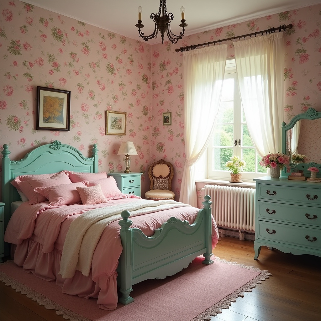 pink and turquoise bedroom 34