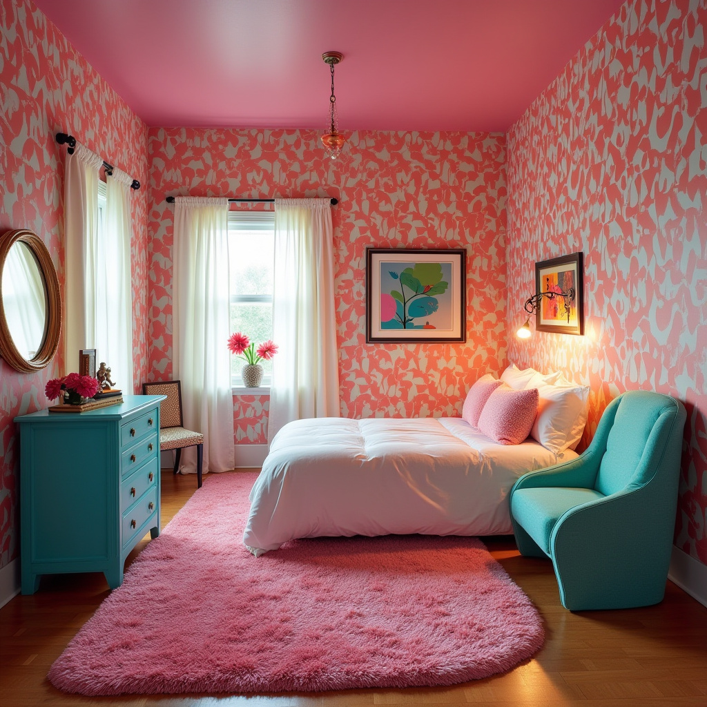 pink and turquoise bedroom 40