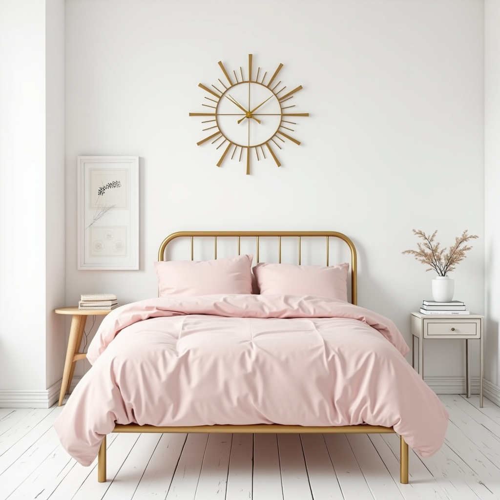 pink white and gold bedroom 10