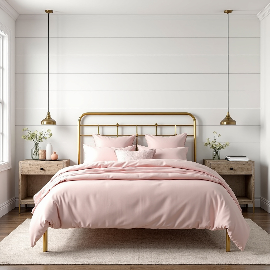 pink white and gold bedroom 15