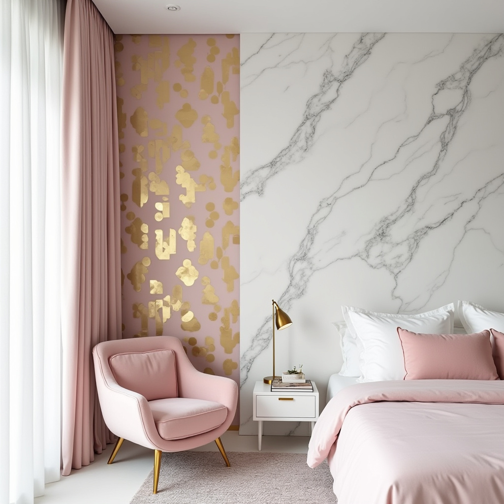 pink white and gold bedroom 21