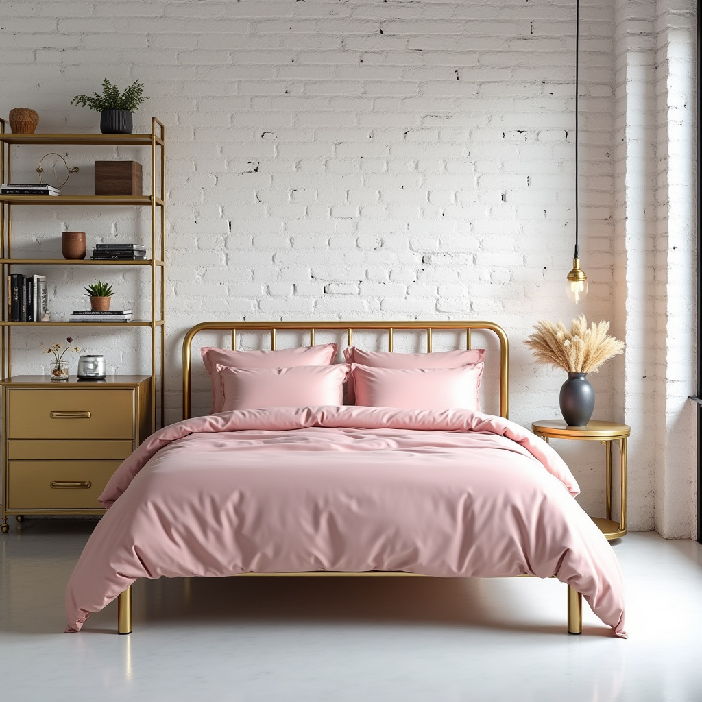 pink white and gold bedroom 23