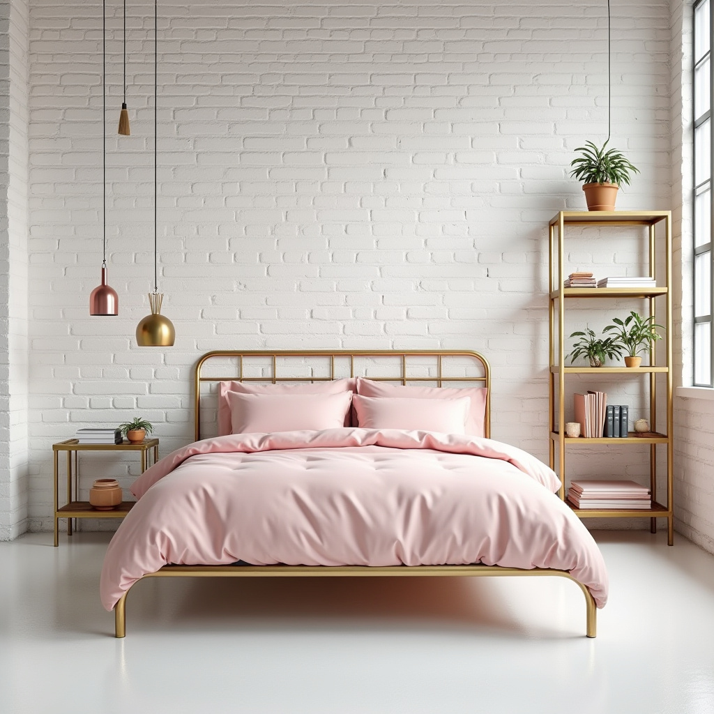 pink white and gold bedroom 24