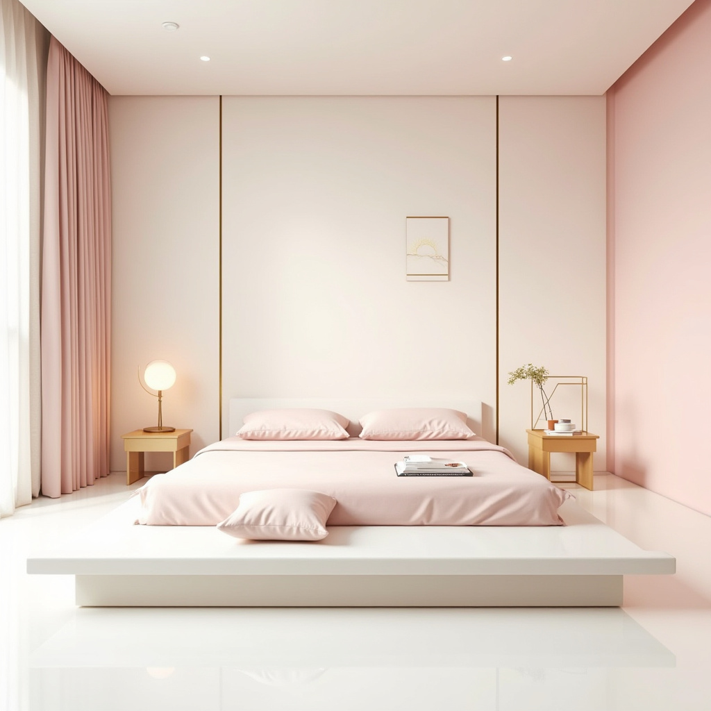 pink white and gold bedroom 25