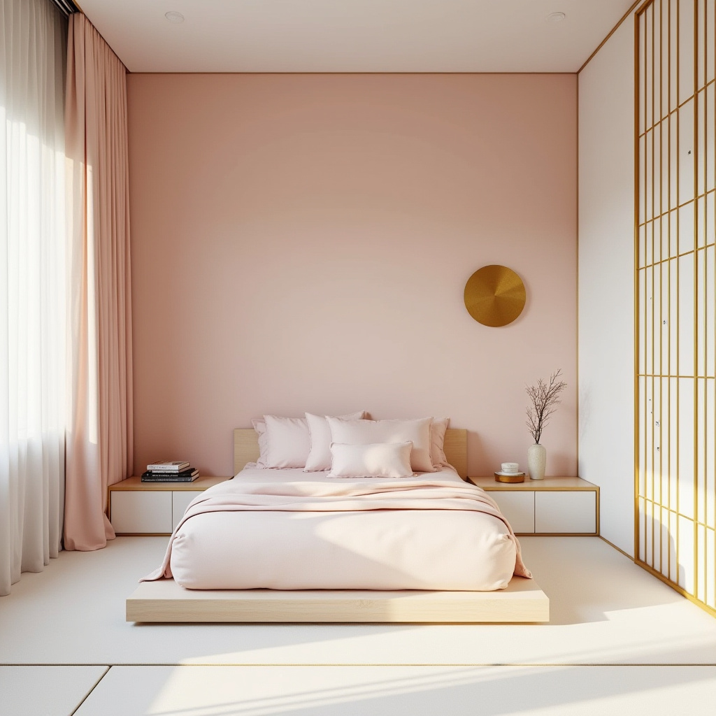 pink white and gold bedroom 26