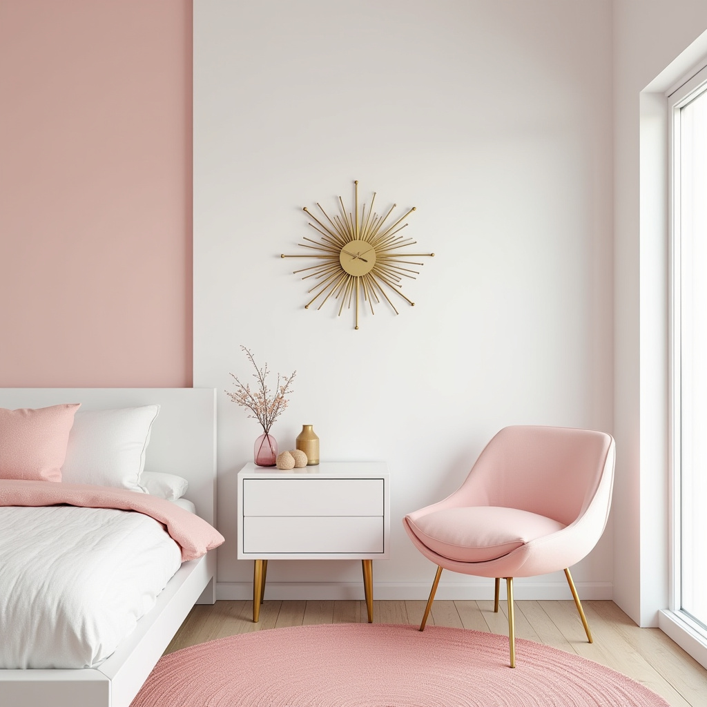 pink white and gold bedroom 27