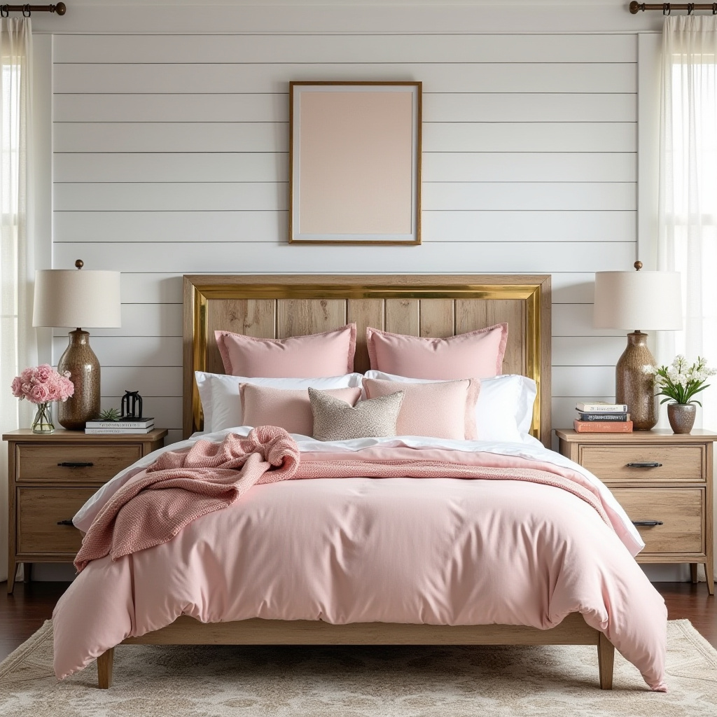 pink white and gold bedroom 29