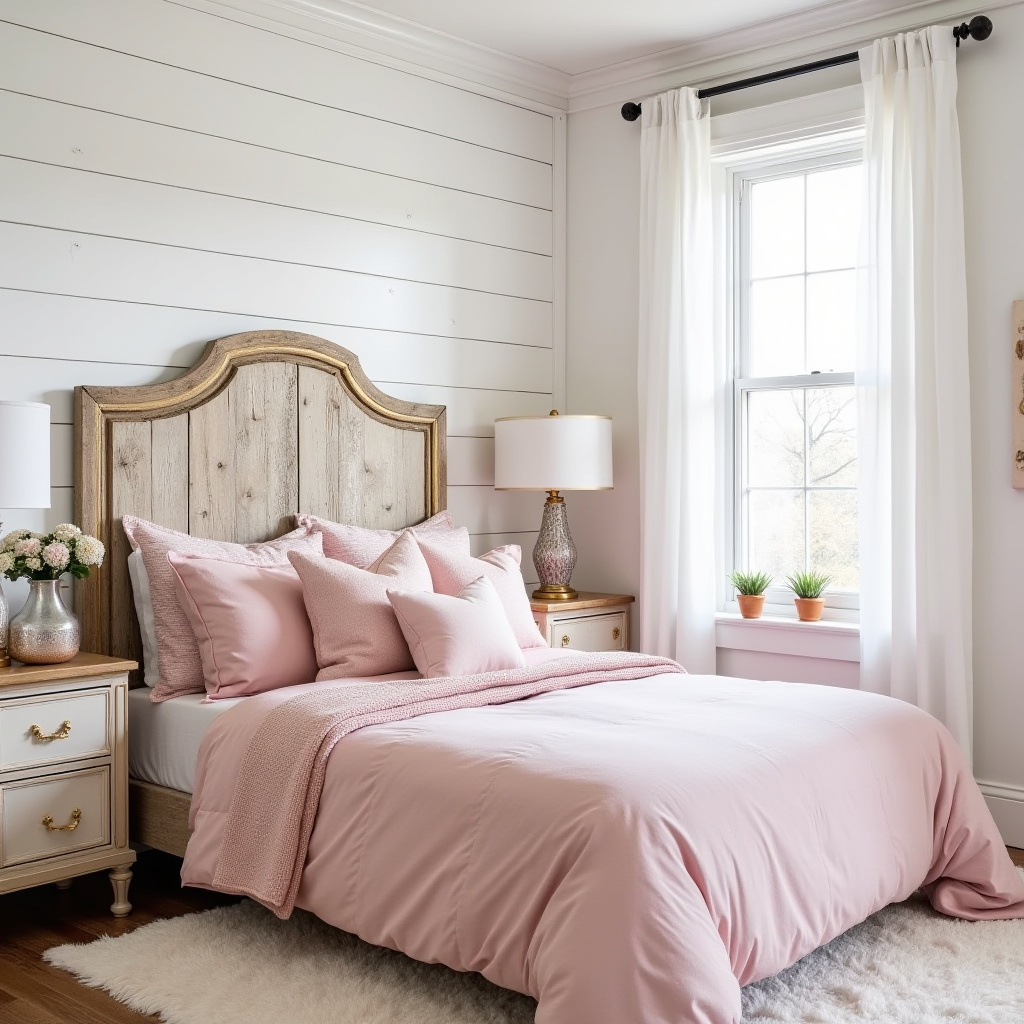 pink white and gold bedroom 30