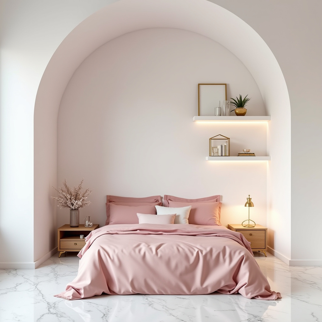 pink white and gold bedroom 33