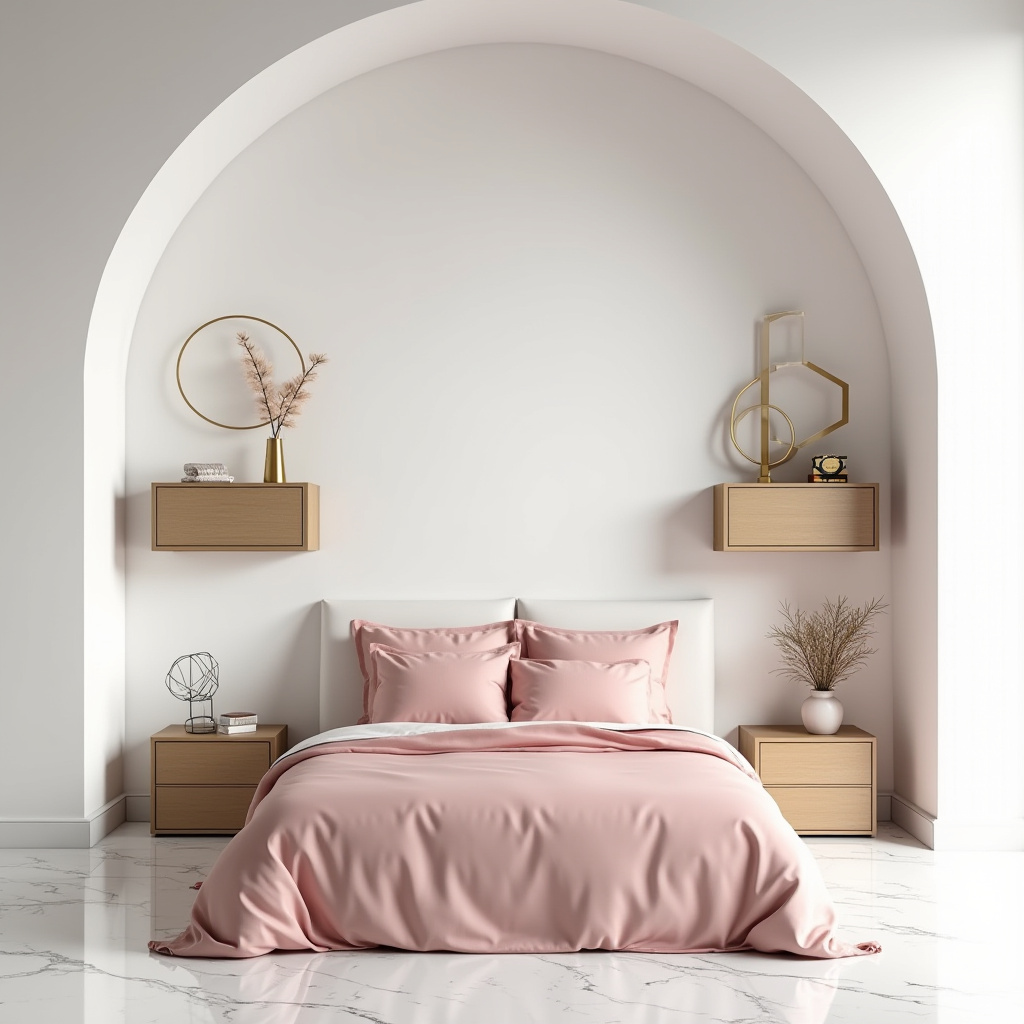 pink white and gold bedroom 34