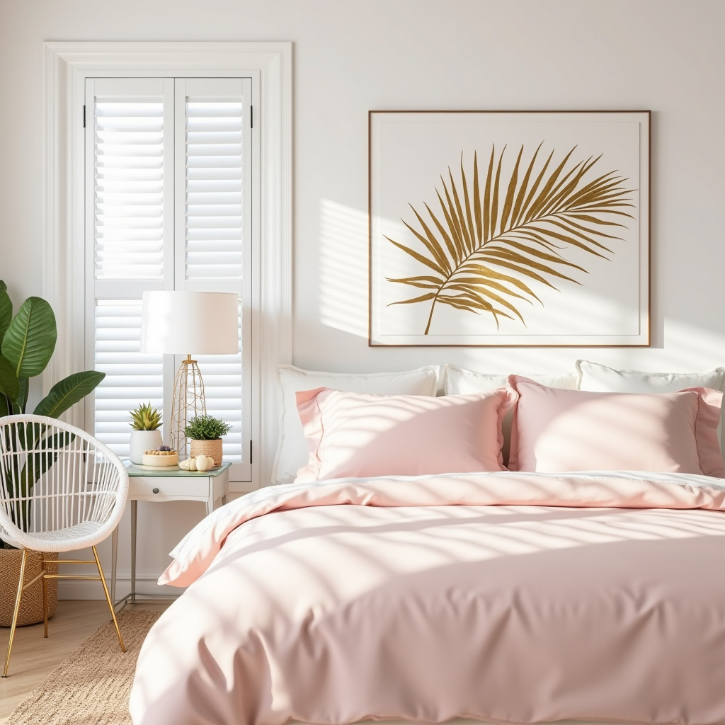 pink white and gold bedroom 37