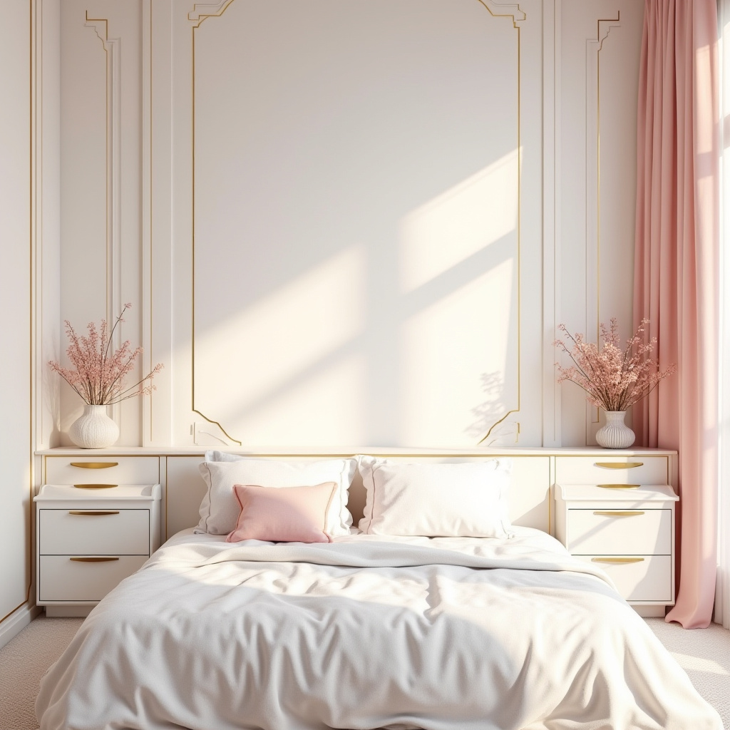 pink white and gold bedroom 39