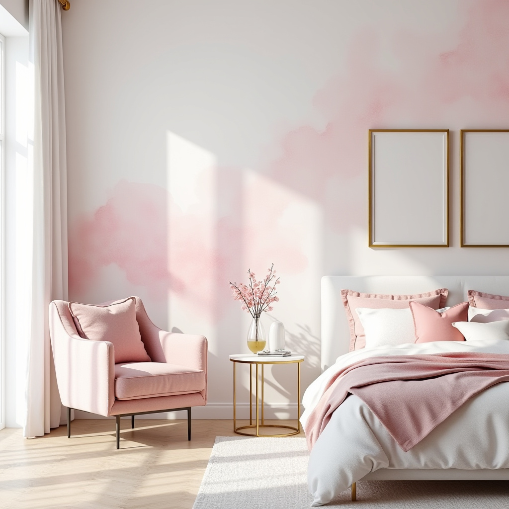 pink white and gold bedroom 5