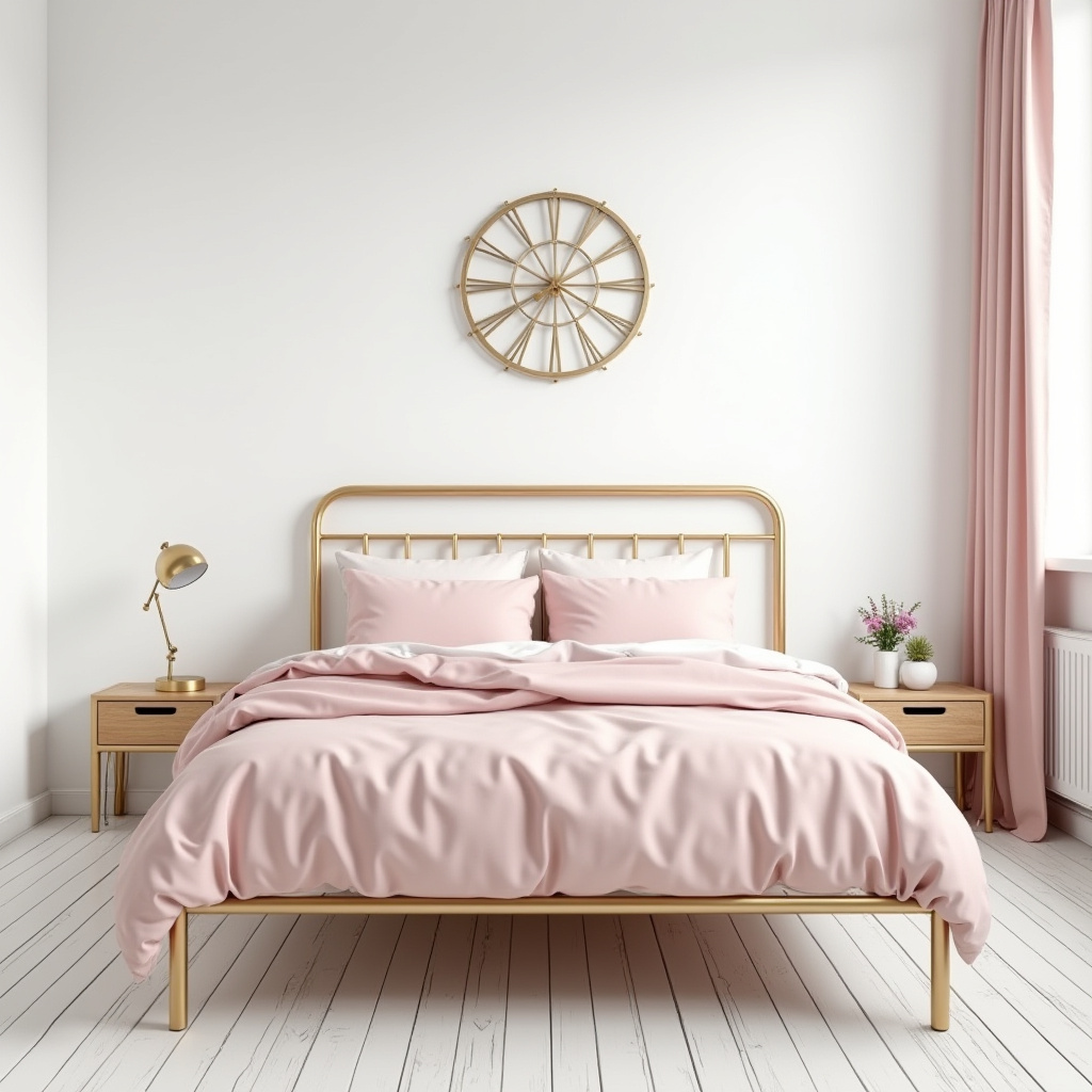 pink white and gold bedroom 9
