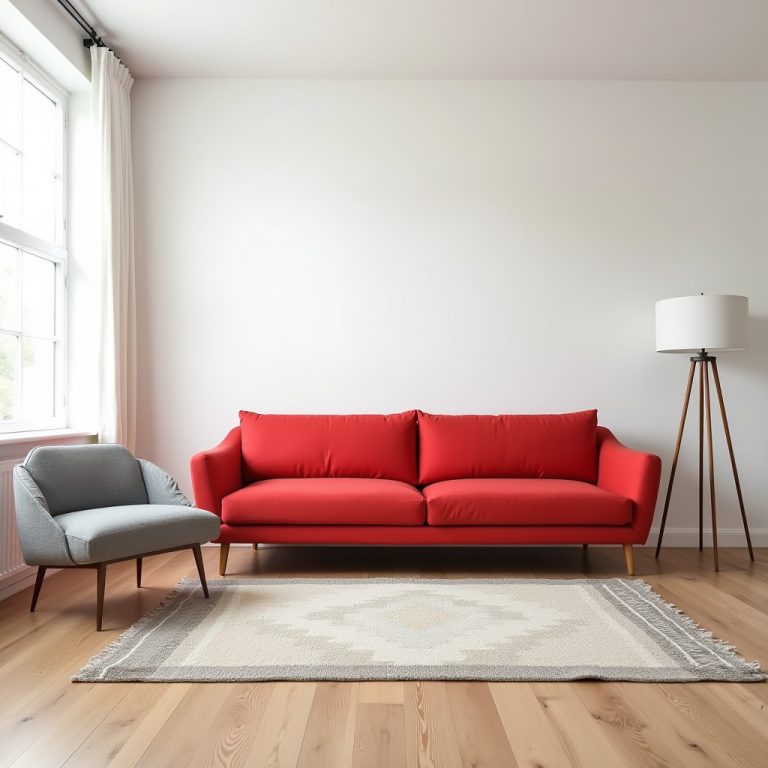 red couch living room 1