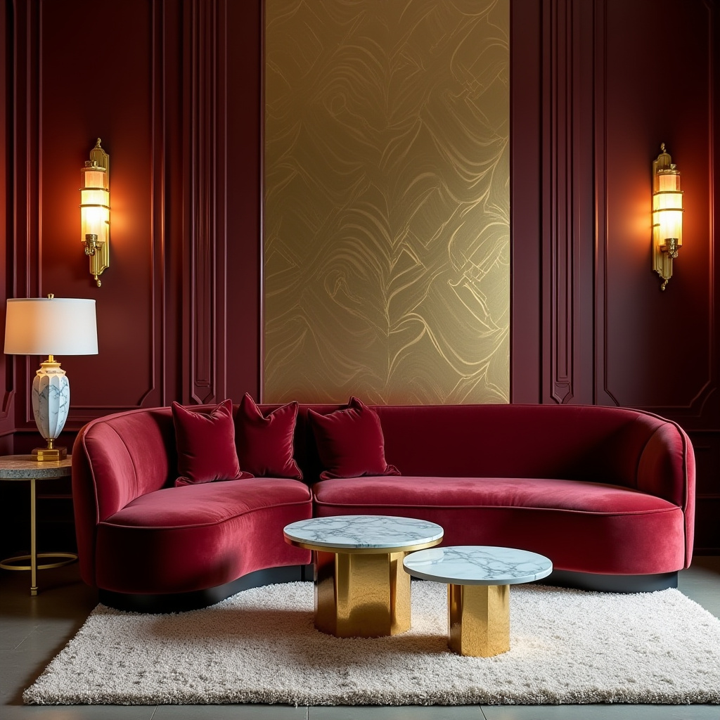 red couch living room 18